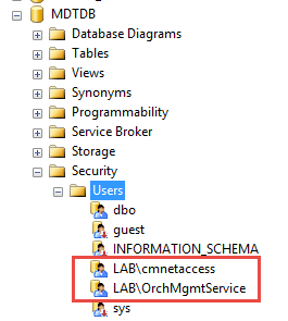 Granting access to MDT database for task sequence client and Orchestrator