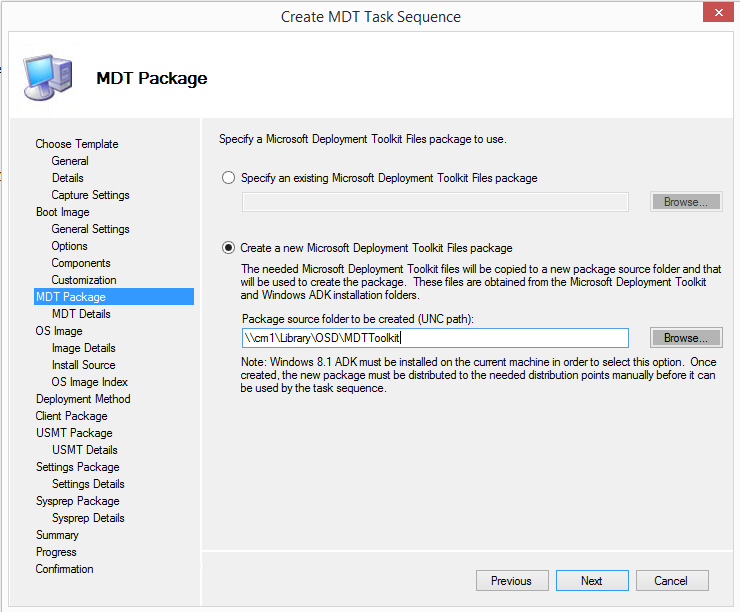 Creating MDT Toolkit package using wizard
