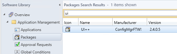 UI++ package imported into Configuration Manager