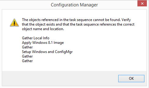 Fixing broken references in imported task sequence