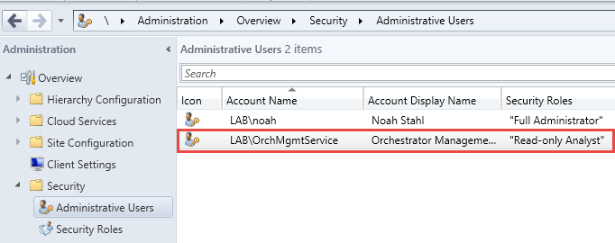 Granting access for Orchestrator to Configuration Manager