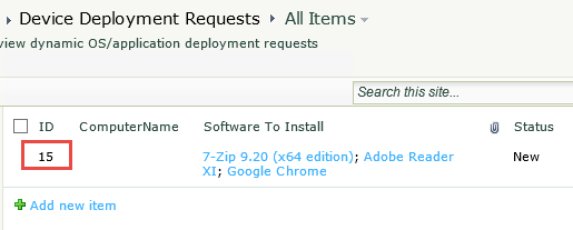 SharePoint deployment request