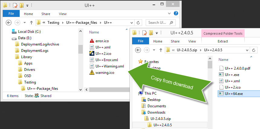 Copy the latest UI++ executable into the package source folder