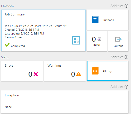 Check runbook job logs for errors or warnings 