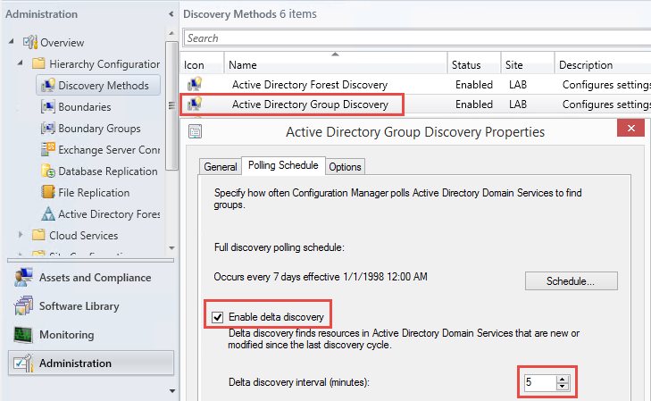 Configuration Manager automatically discovers group membership updates