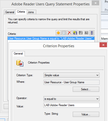 Configure collection membership rule to use group membership