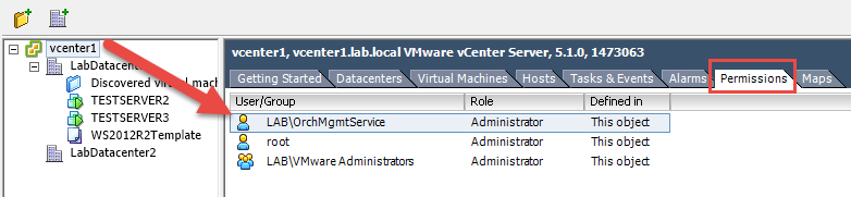 Grant Orchestrator access to vCenter