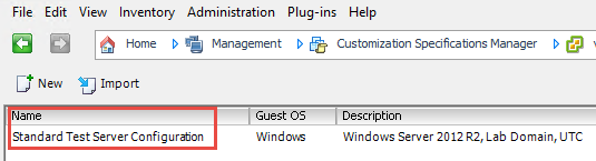 VMware OS customization spec to use in deployment runbook